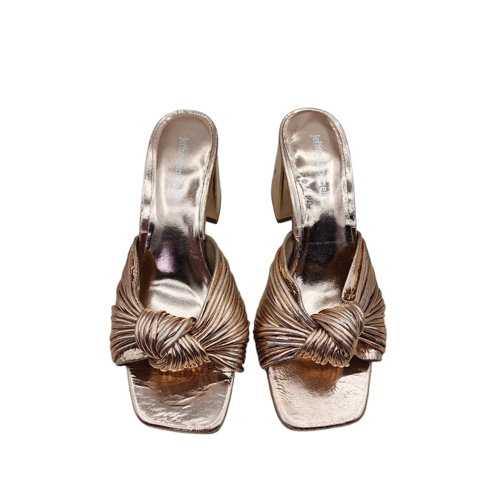Jeffrey Campbell Women's Squared Open Toe Knotted Heeled Sandal Rose Gold - 8.5 - Picture 2 of 9